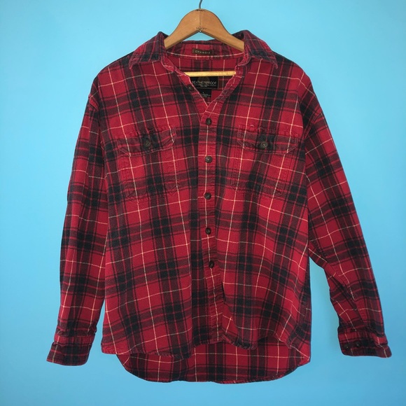 Weatherproof Red Black Flannel Plaid Button Down Lumberjack Country - Picture 2 of 9
